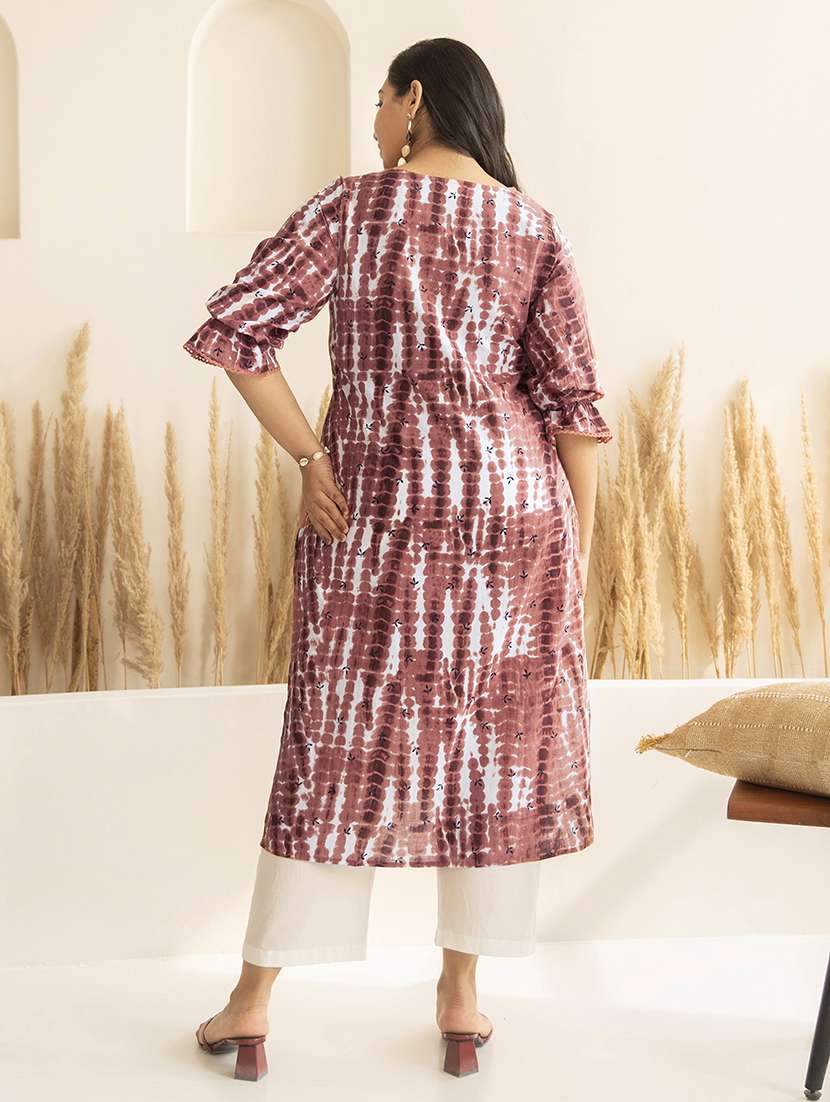 women peach cotton straight kurta - 21514077 - Standard Image - 2