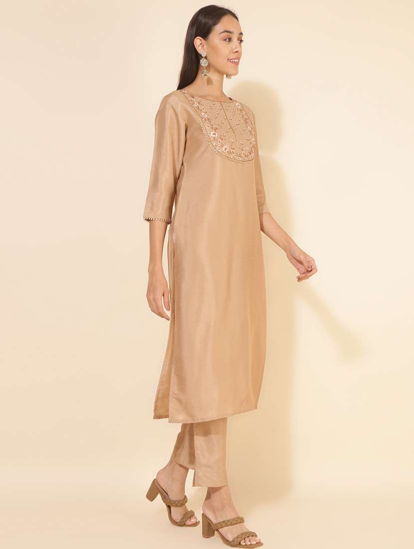 women beige kurta pant set - 21514143 -  Standard Image - 2