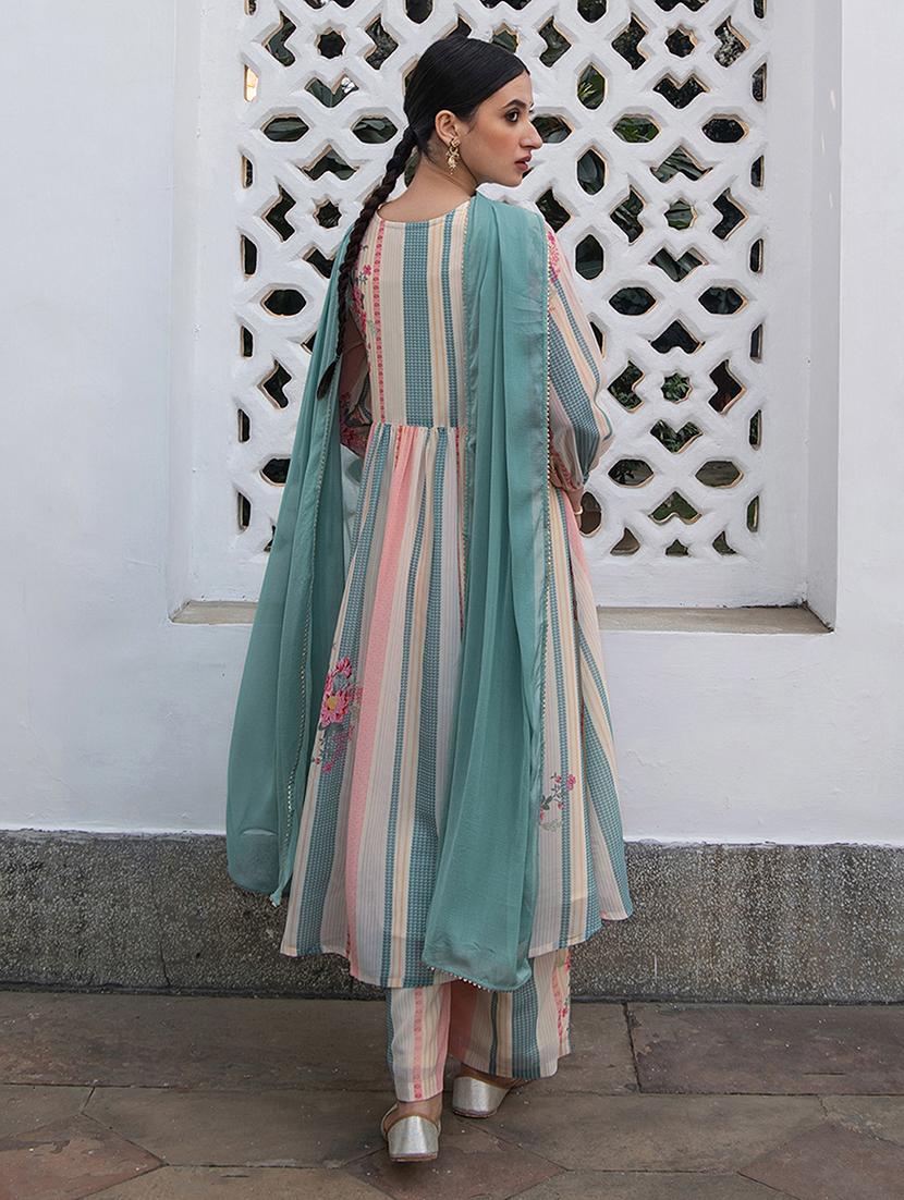 women three quarter sleeve kurta pant with dupatta set - 21514151 - Standard Image - 2