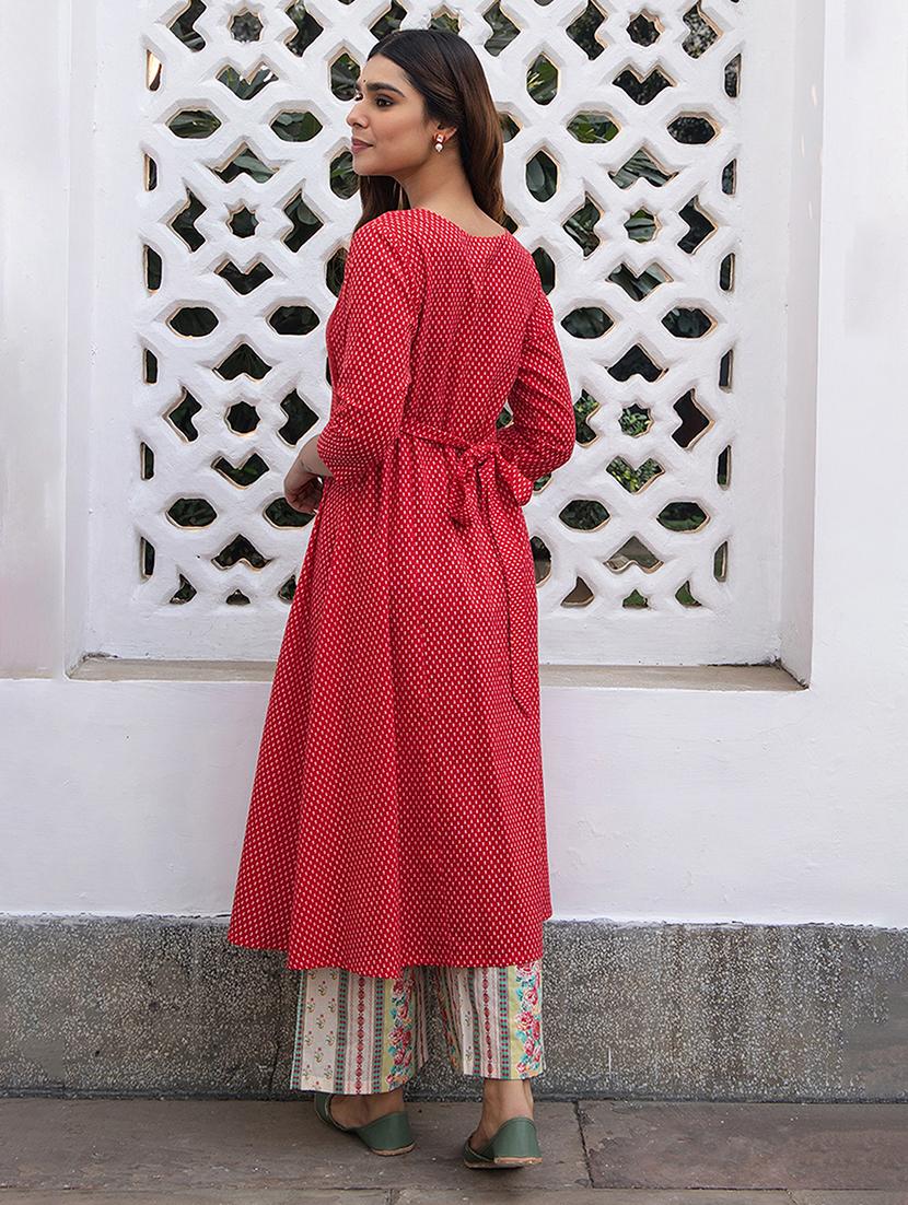 women v neck printed kurta palazzo set - 21514184 - Standard Image - 2