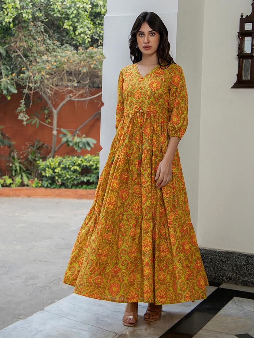 women green printed tiered dress - 21514289 - Zoom Image - 0