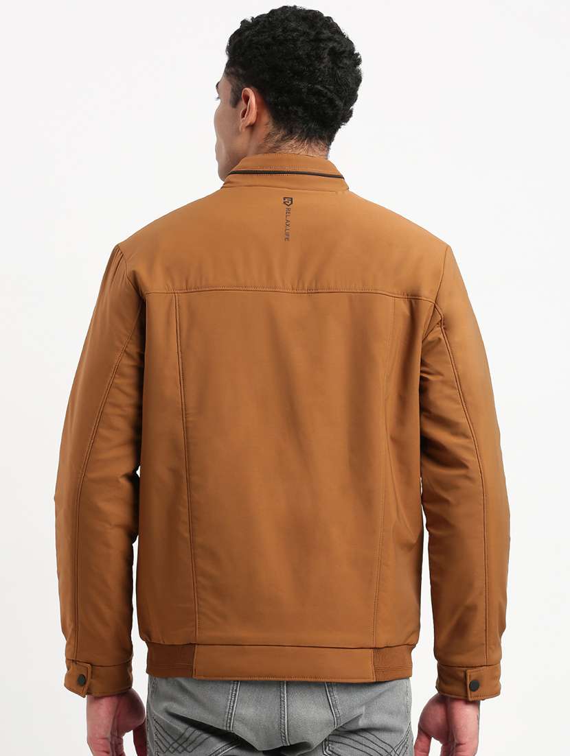 men brown solid casual jacket - 21514394 - Standard Image - 2
