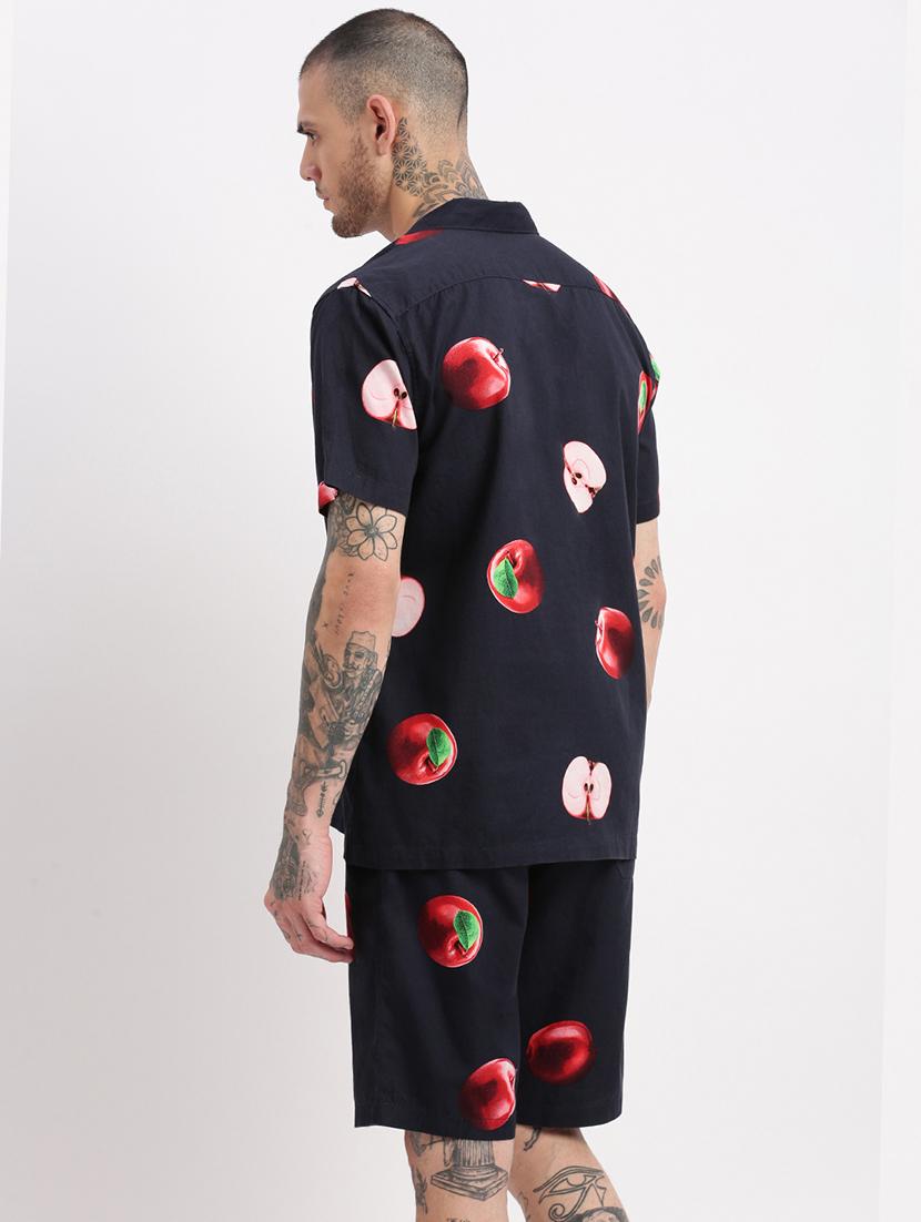 men cuban collared printed co-ord set - 21514396 - Standard Image - 2