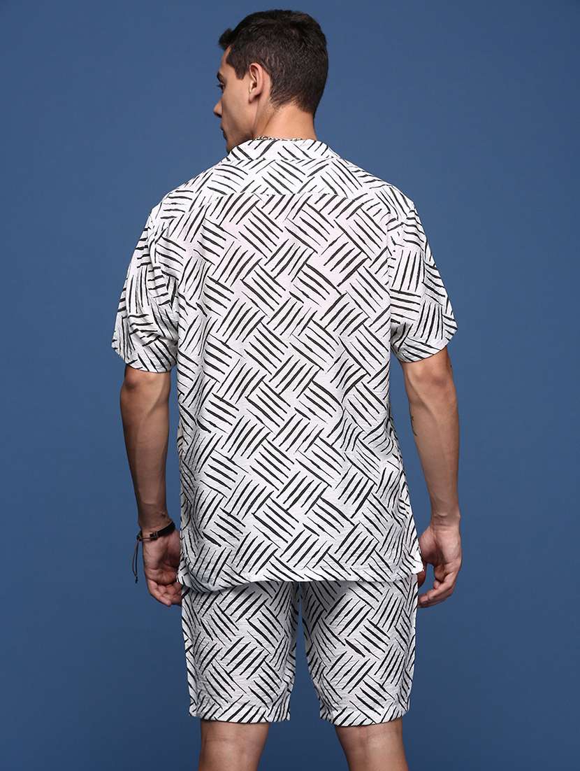 men cuban collared printed co-ord set - 21514399 -  Standard Image - 2