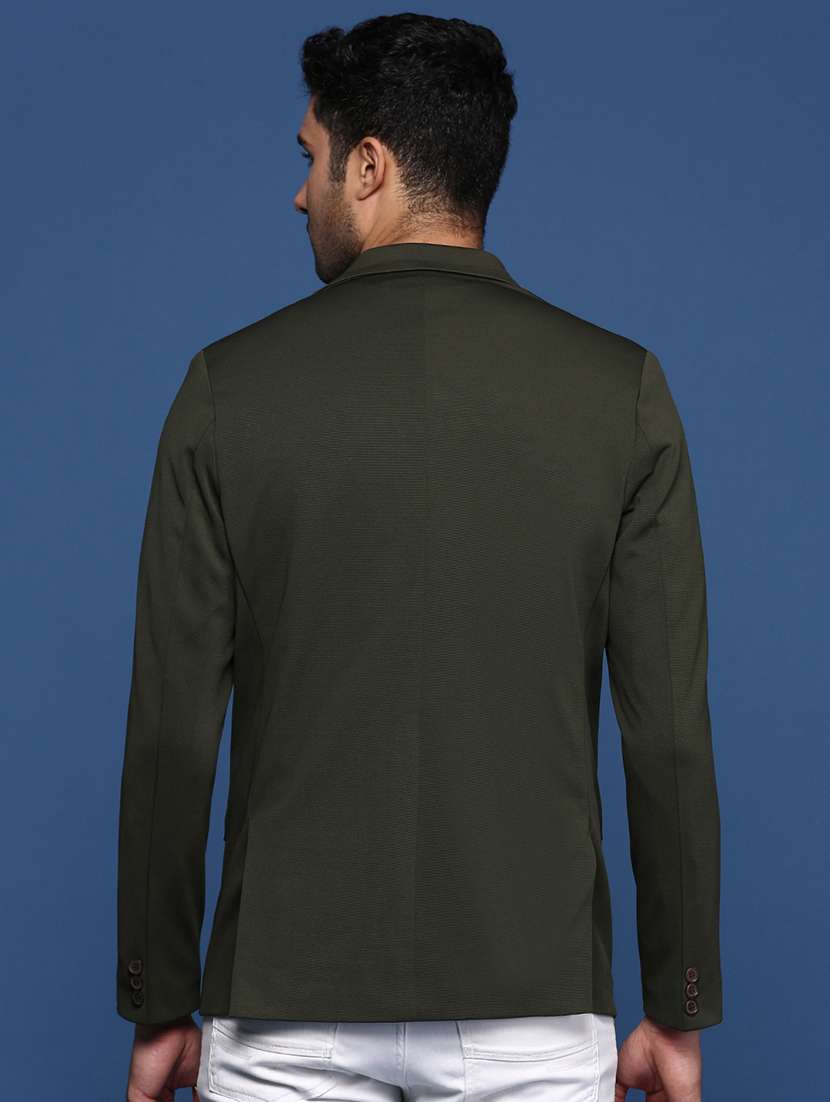 men solids single breasted casual blazer - 21514404 - Standard Image - 2