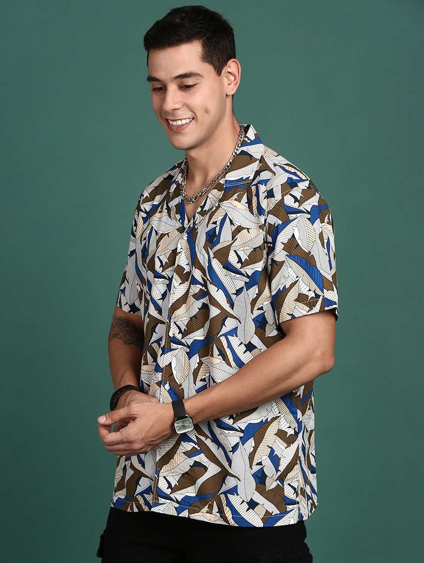 men multi colored cotton blend casual shirt - 21514422 -  Standard Image - 2