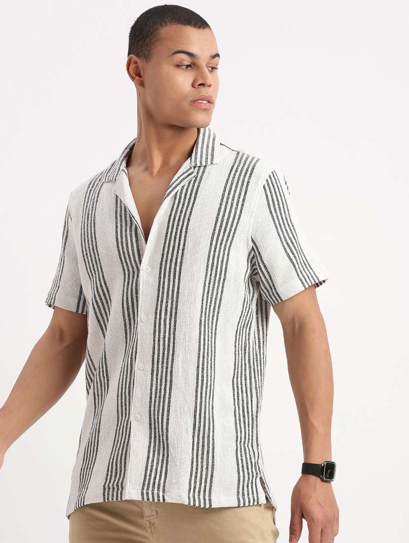 men stripes short sleeves casual shirts - 21514431 -  Standard Image - 2
