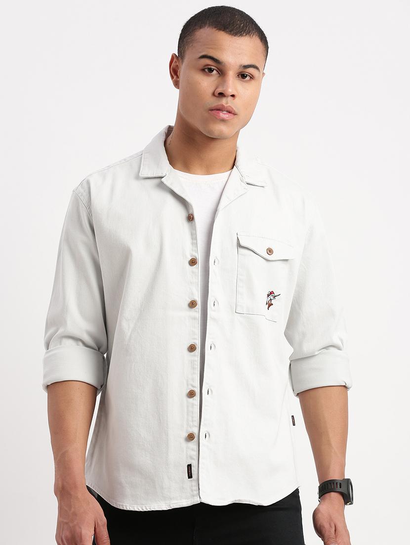 men solids long sleeves casual shirts - 21514434 -  Zoom Image - 0