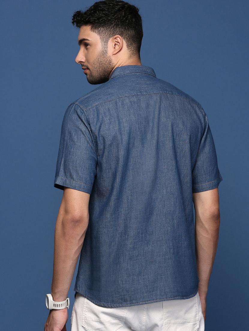 men solids shorts sleeves casual shirt - 21514442 - Standard Image - 2
