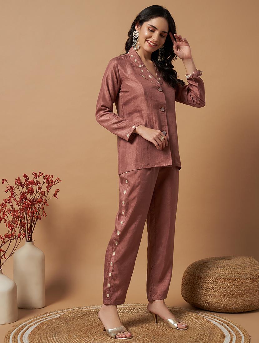 women peach self design co-ord set - 21514452 - Standard Image - 2