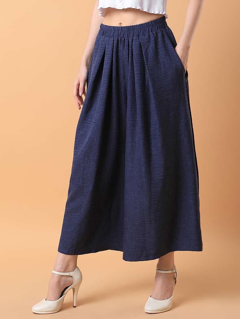 women solid pleated wide leg trouser - 21514480 -  Standard Image - 2