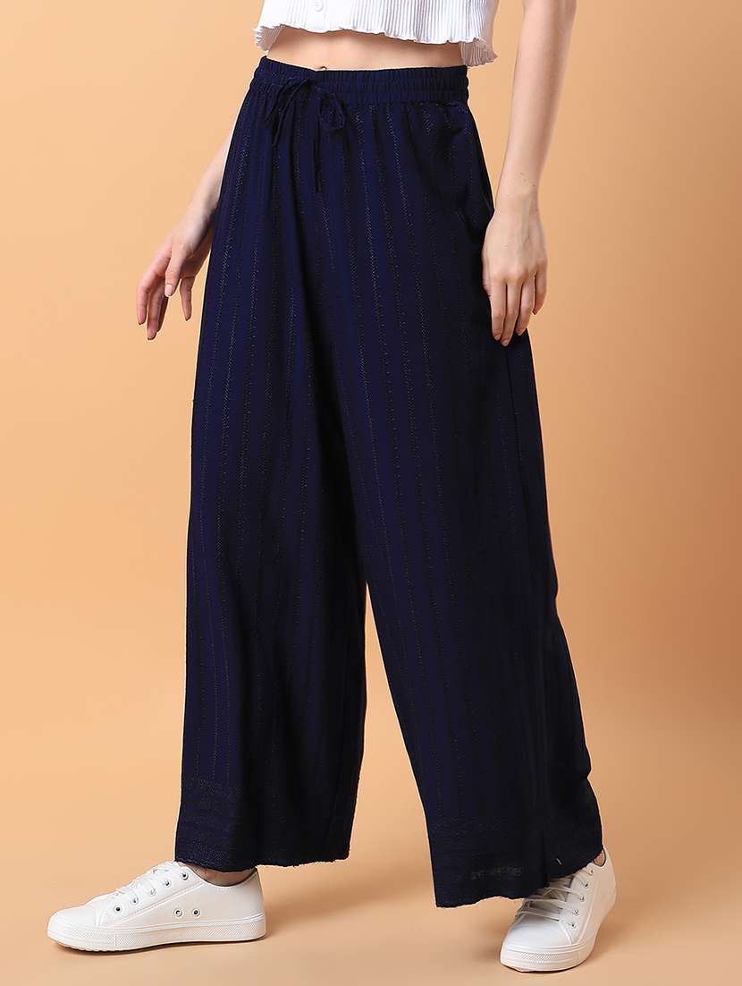 women embroidered flat front wide leg trouser - 21514482 -  Standard Image - 2
