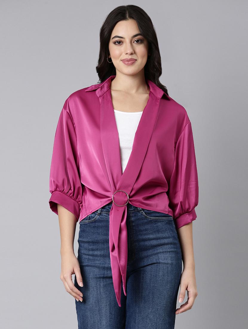women solid collared shirt style top - 21514489 -  Zoom Image - 0
