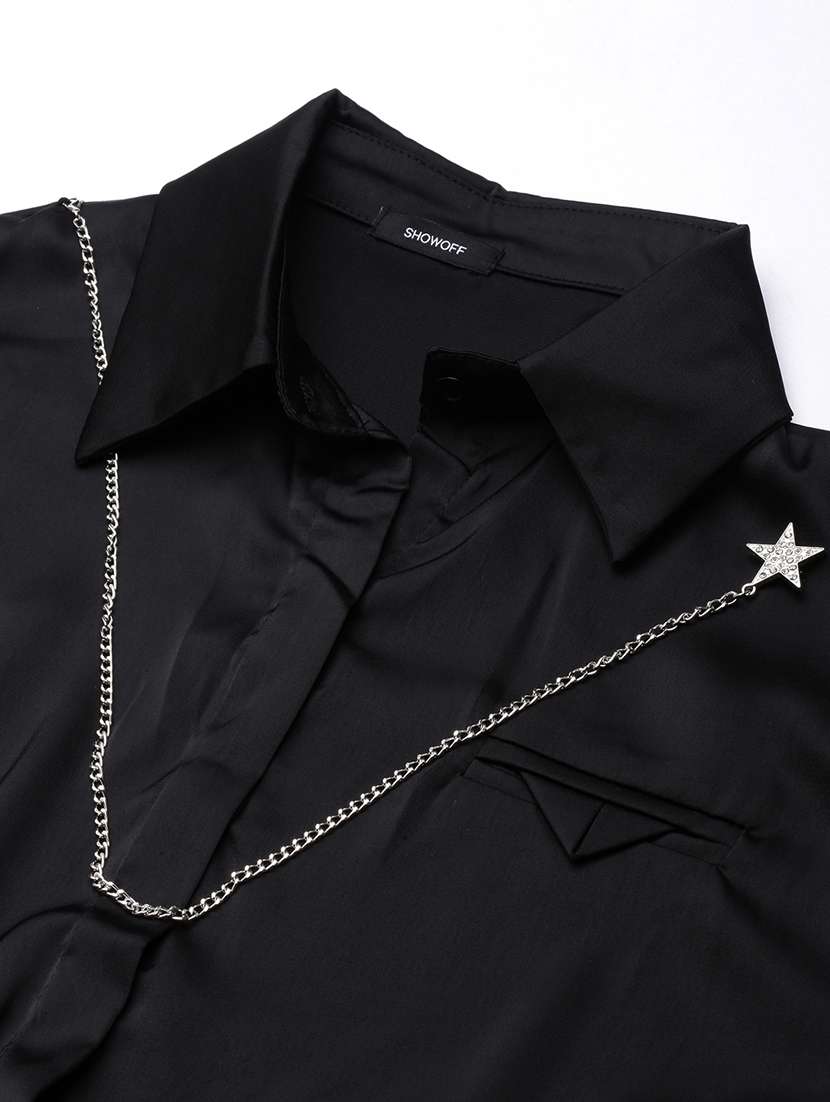 women solid collared blouson top - 21514495 - Standard Image - 7