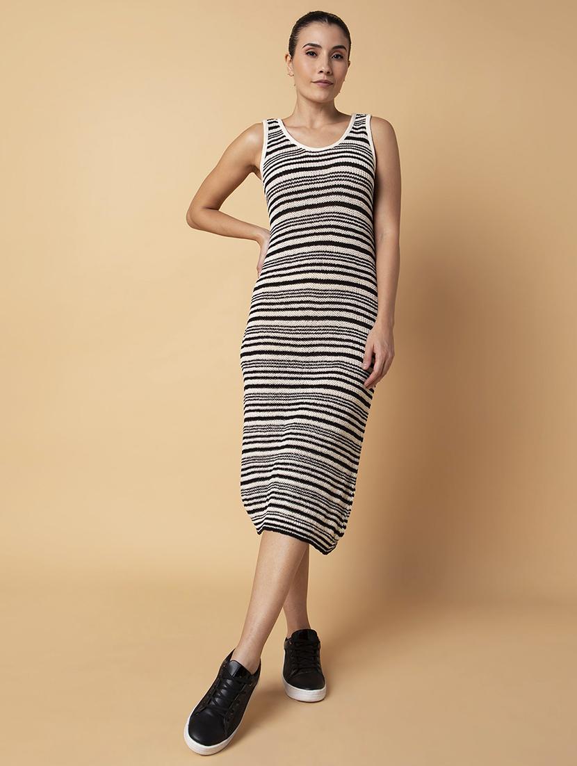 women black stripes sheath dress