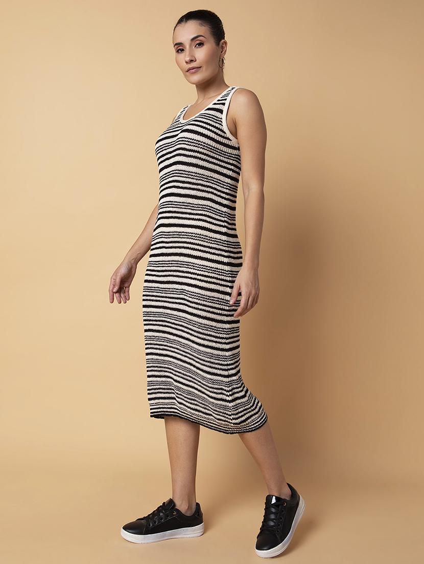women black stripes sheath dress - 21514534 - Standard Image - 2