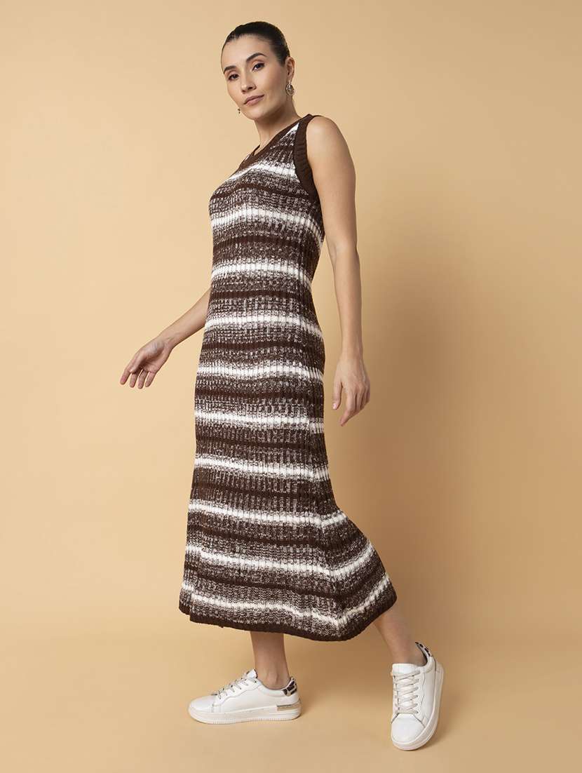 women brown stripes sheath dress - 21514536 -  Standard Image - 2