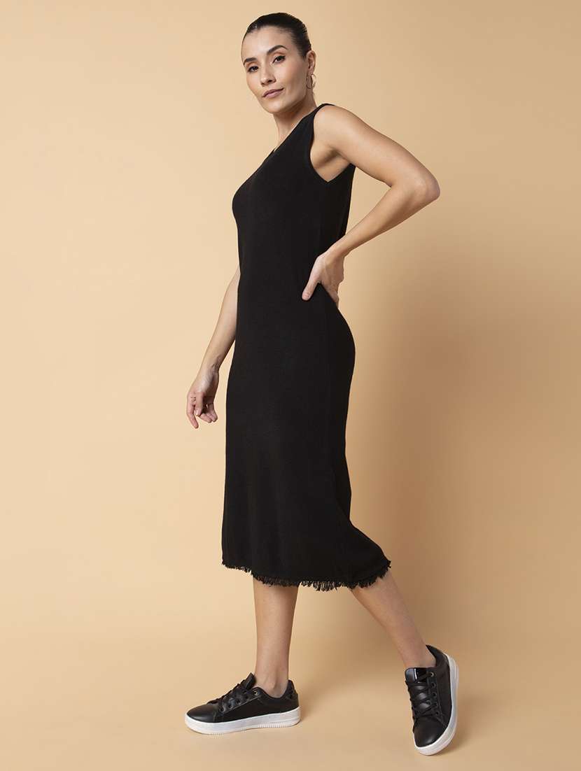 women black solid sheath dress - 21514544 -  Standard Image - 2
