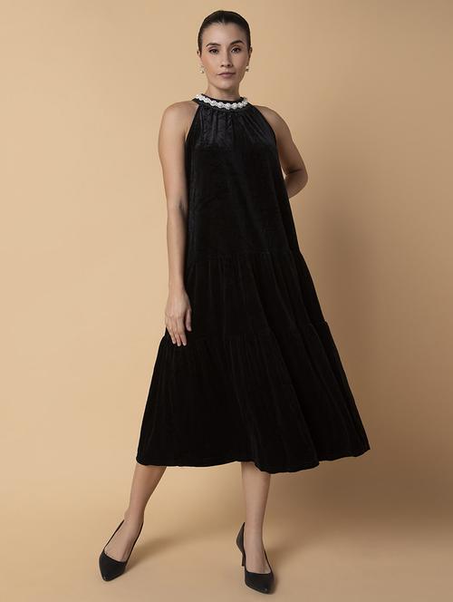 women black solid a-line dress - 21514546 - Standard Image - 0