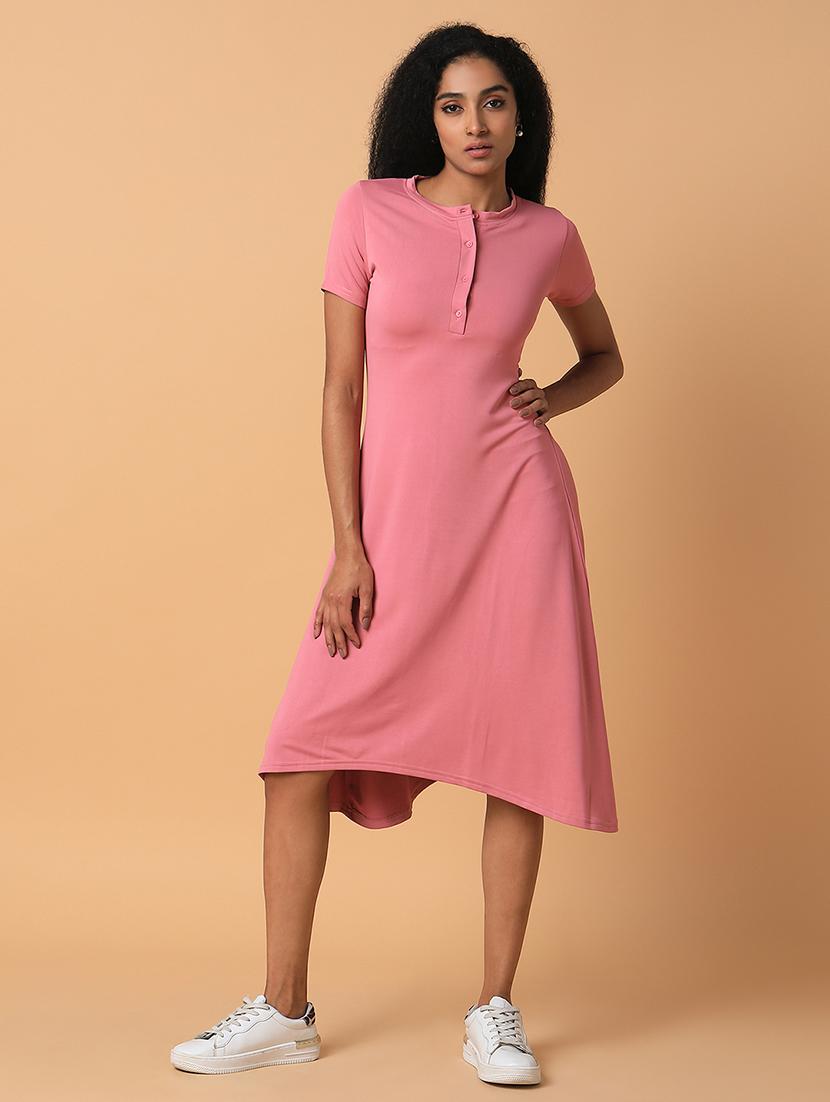 women pink solid a-line dress - 21514551 -  Zoom Image - 0