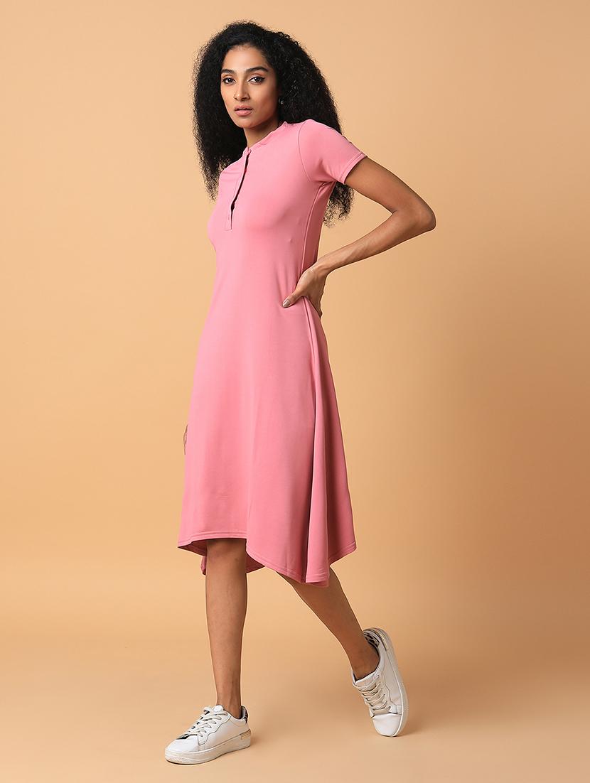 women pink solid a-line dress - 21514551 - Standard Image - 2