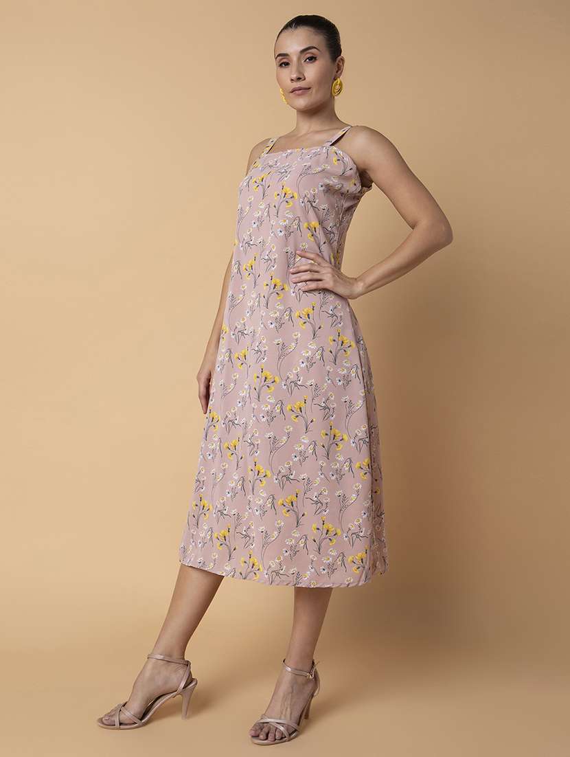 women floral printed a-line dress with shrug - 21514552 -  Standard Image - 2