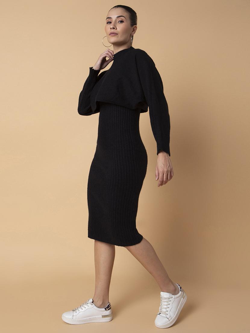 women black solid bodycon dress - 21514567 - Standard Image - 2