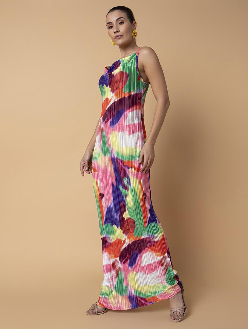 women printed cowl neck bodycon dress - 21514571 - Standard Image - 2