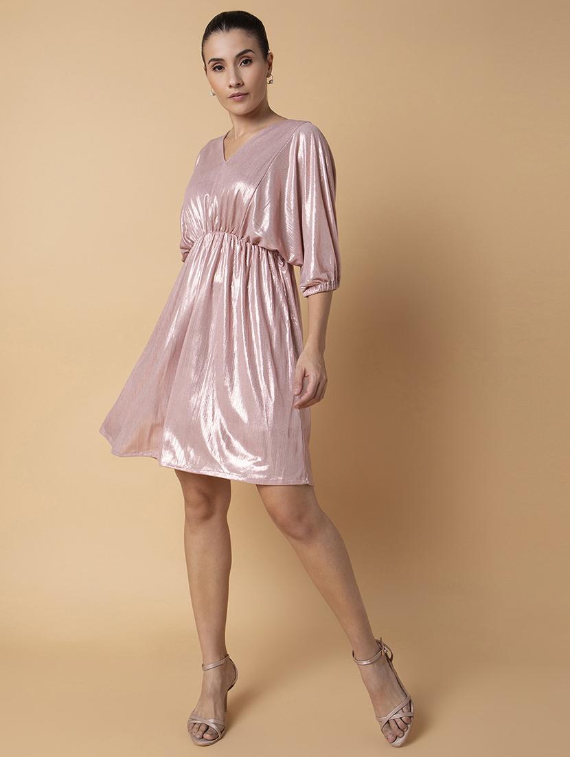 women self design v neck a-line dress - 21514572 - Standard Image - 2
