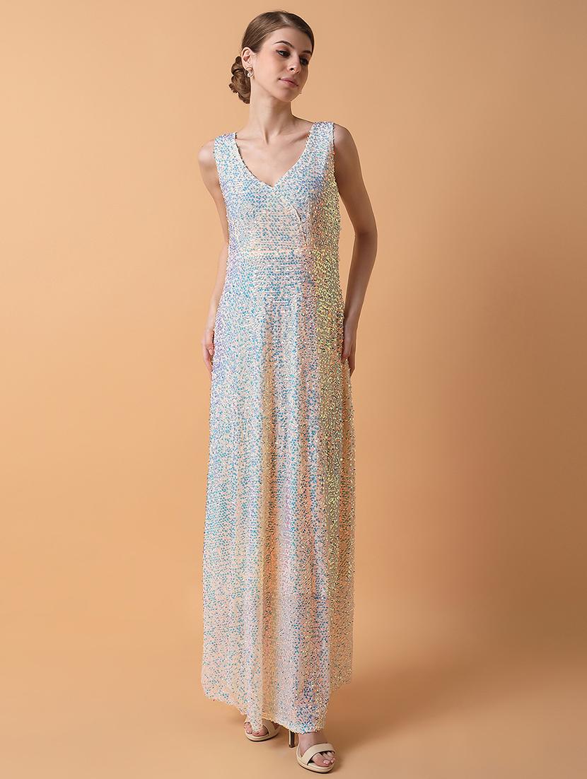 cream nylon aline dress - 21514573 - Zoom Image - 0