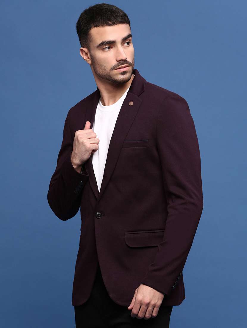 men purple solid casual blazer - 21514577 -  Standard Image - 2