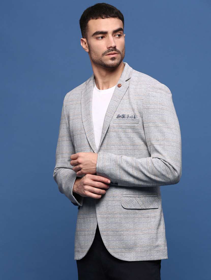 men long sleeve checks casual blazer - 21514579 -  Standard Image - 2
