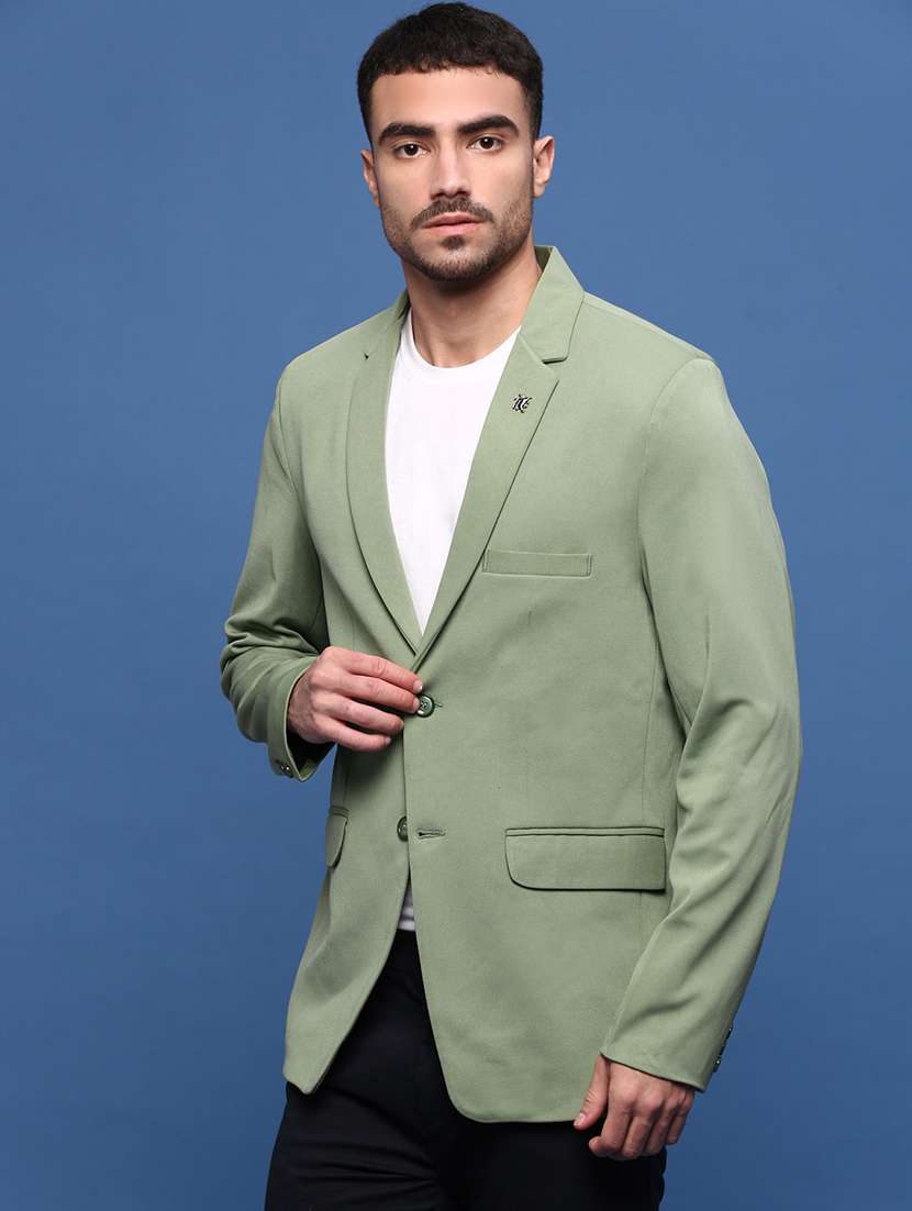 men green solid casual blazer - 21514580 -  Standard Image - 2
