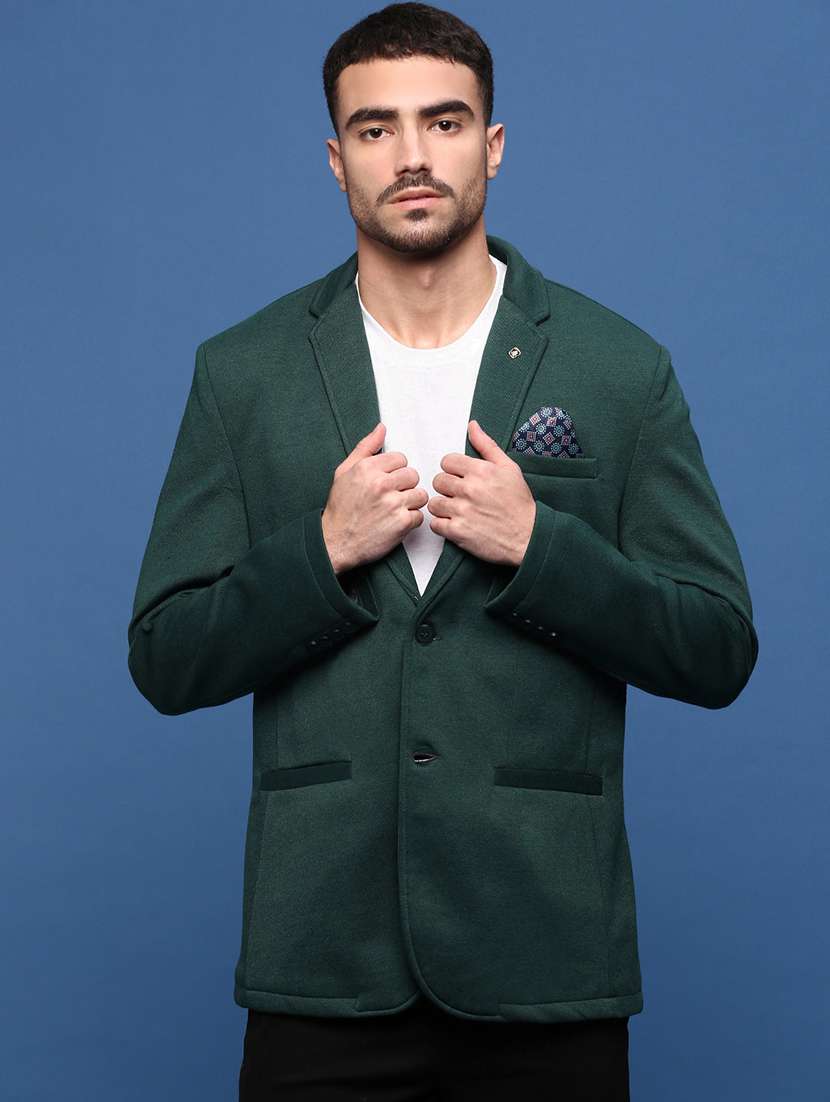 men green single breasted casual blazer