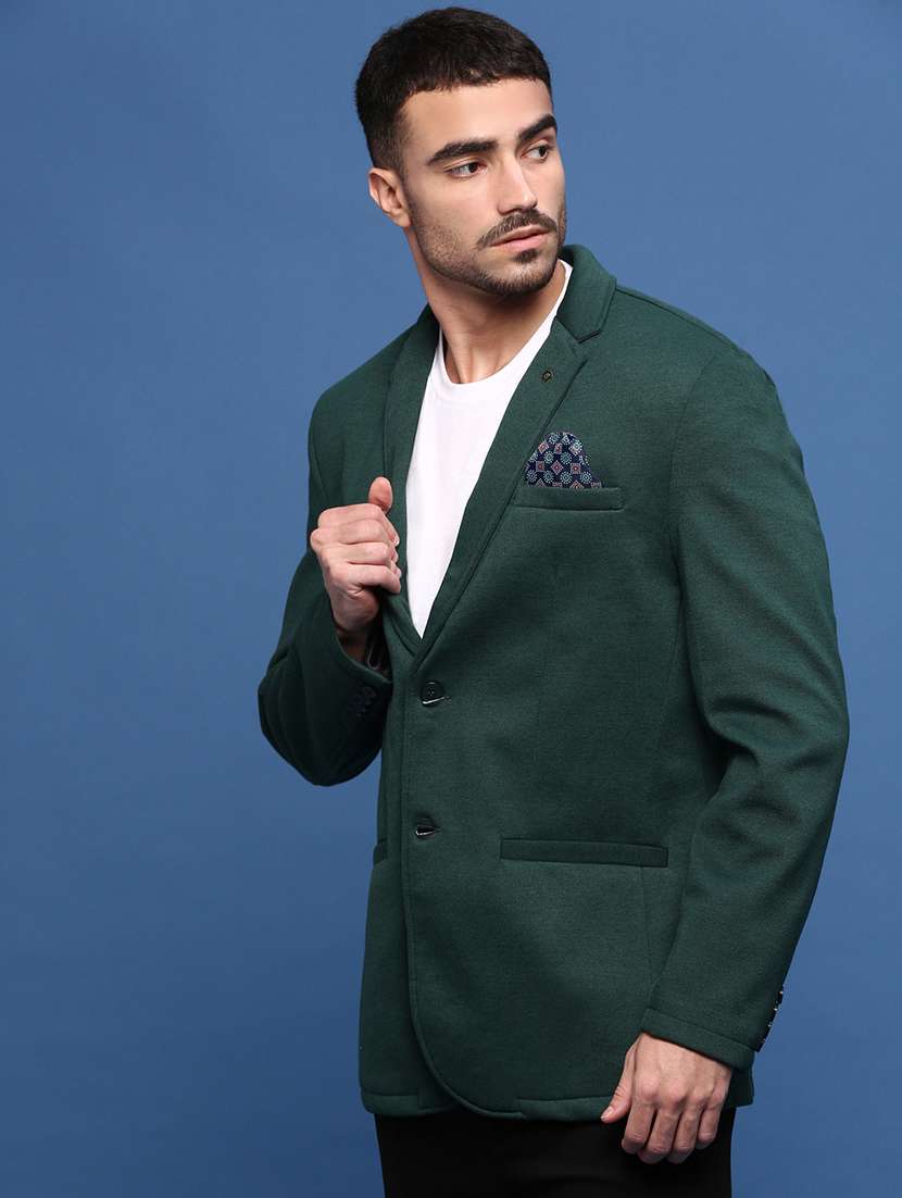 men green single breasted casual blazer - 21514585 -  Standard Image - 2