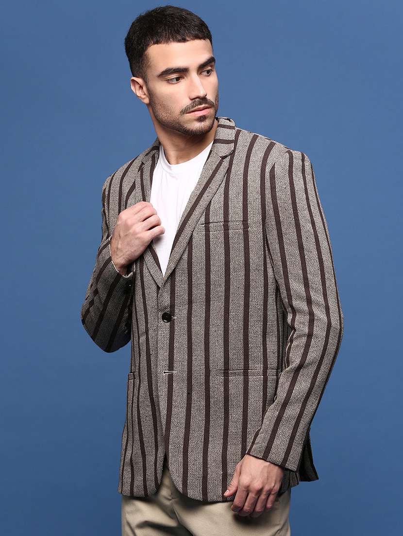 men long sleeve stripes casual blazer - 21514590 -  Standard Image - 2