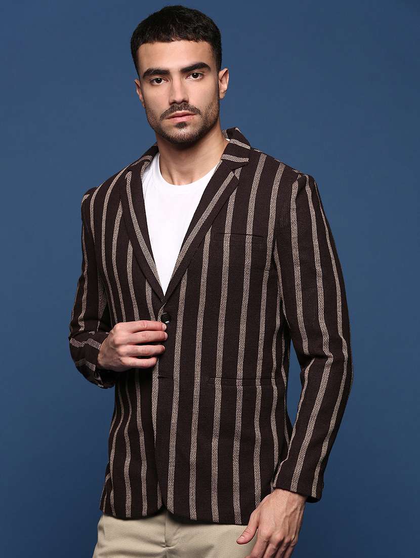 men long sleeve stripes casual blazer - 21514596 -  Standard Image - 2