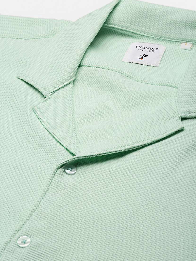 men green cotton blend shirt & shorts co-ord set - 21514639 -  Standard Image - 7