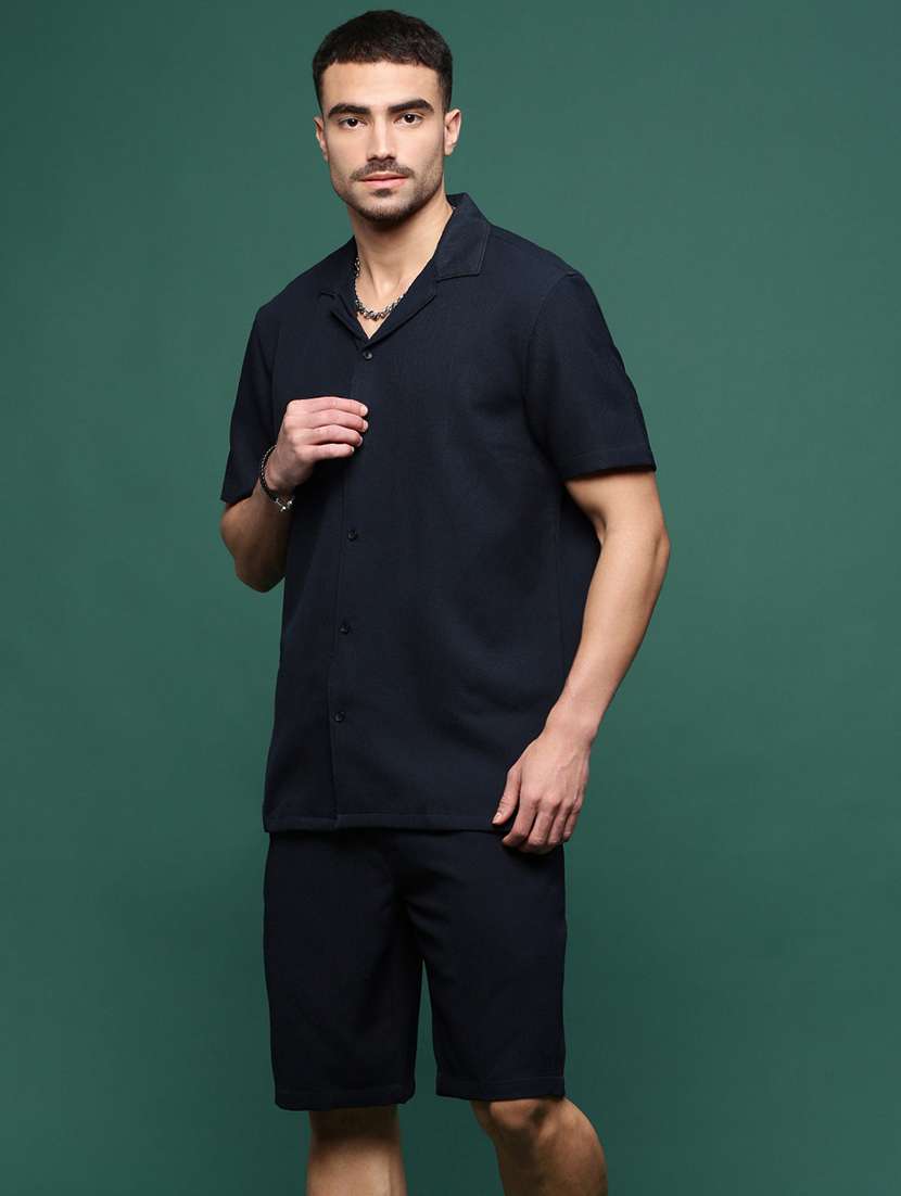 men blue solid co-ord set - 21514643 -  Standard Image - 2