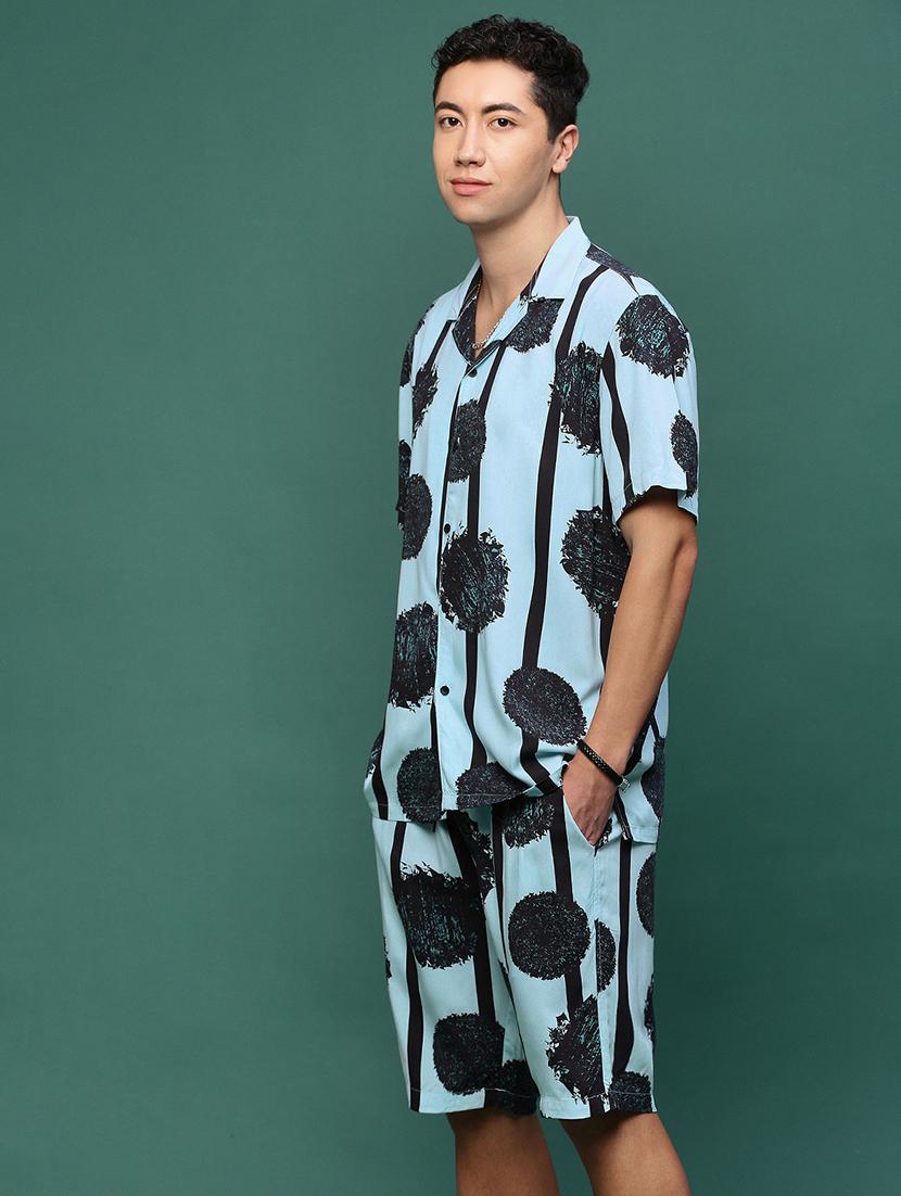men blue printed co-ord sets - 21514655 - Standard Image - 2