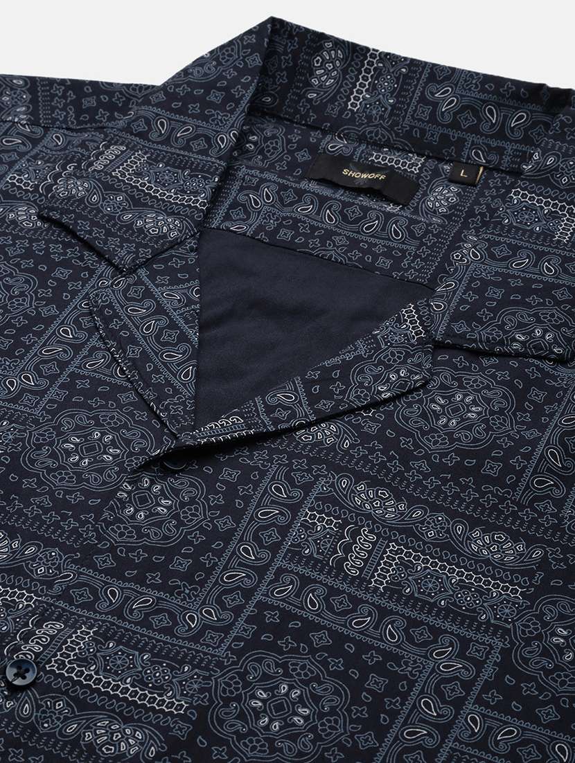 men blue cotton blend shirt & shorts co-ord set - 21514657 -  Standard Image - 7