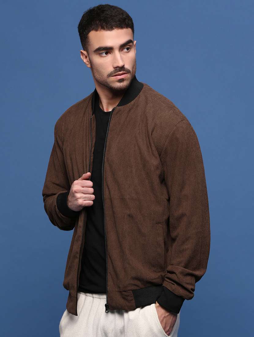 men long sleeve solid bomber jacket - 21514676 -  Standard Image - 2