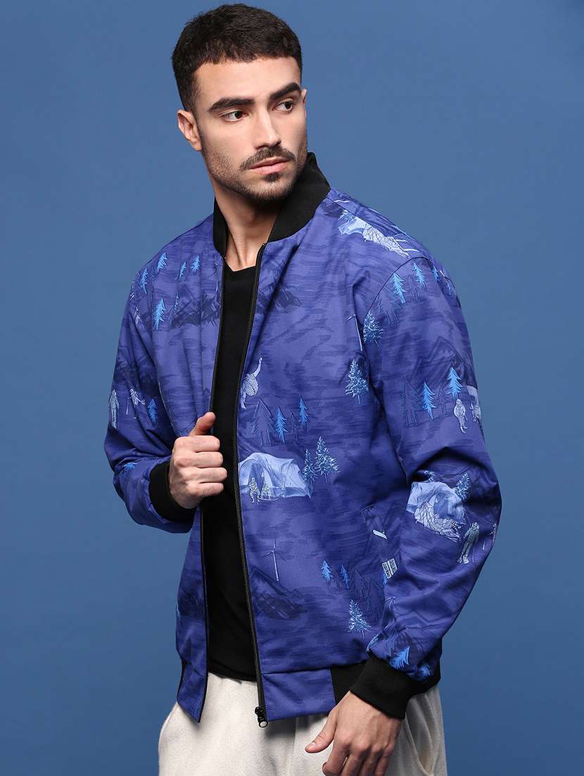 men blue graphic bomber jacket - 21514677 -  Standard Image - 2