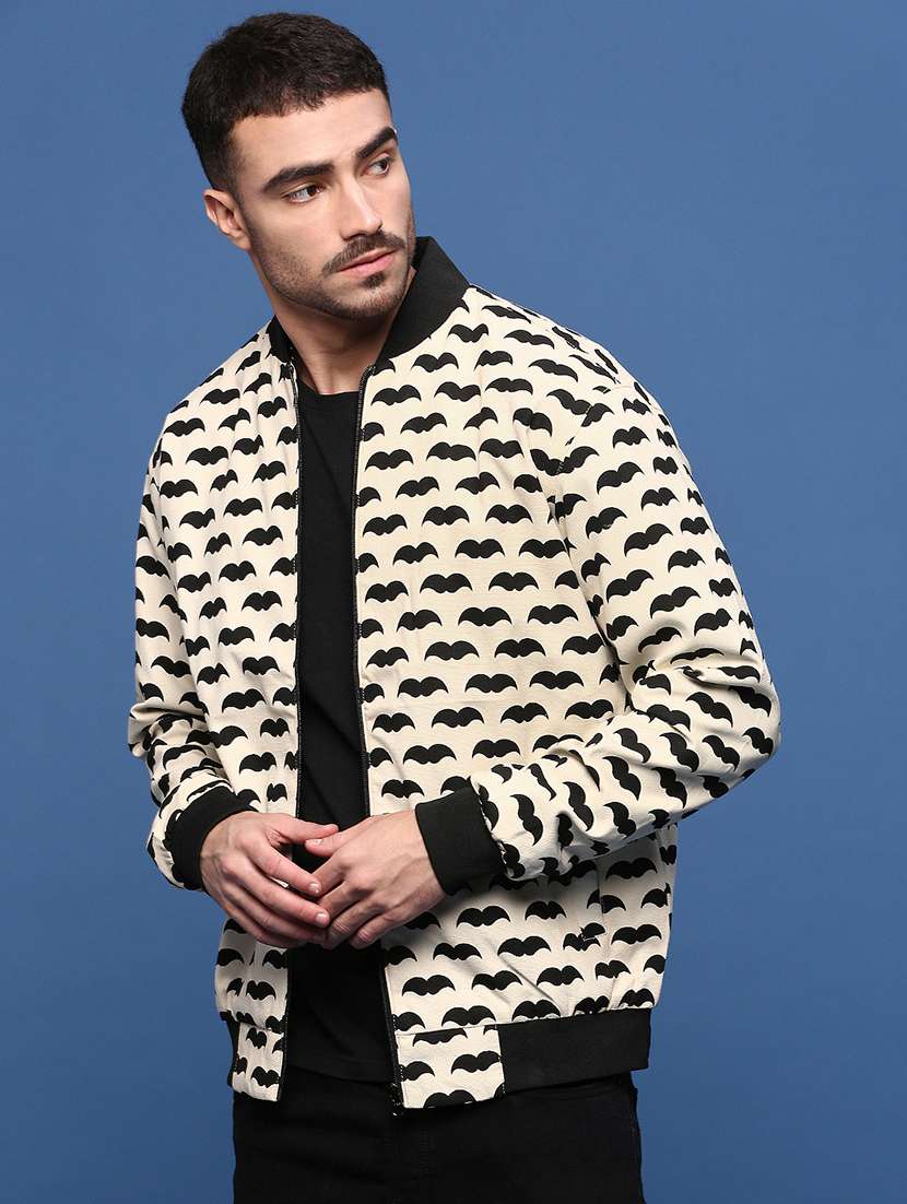 men cream printed bomber jacket - 21514678 -  Standard Image - 2