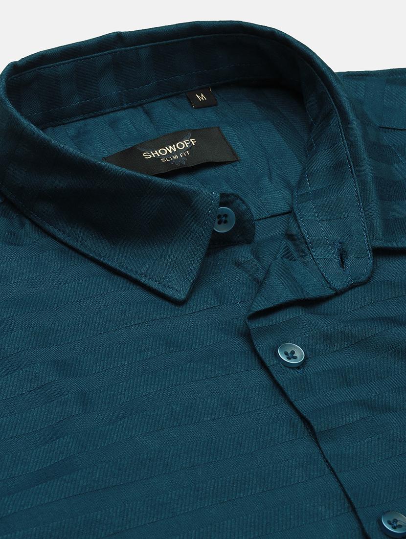 men teal self-designed casual shirt - 21514695 - Standard Image - 7