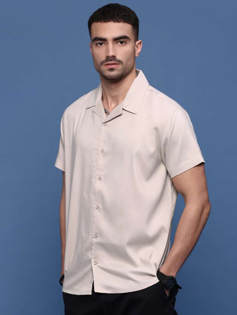 men solids short sleeves casual shirts - 21514704 -  Standard Image - 2