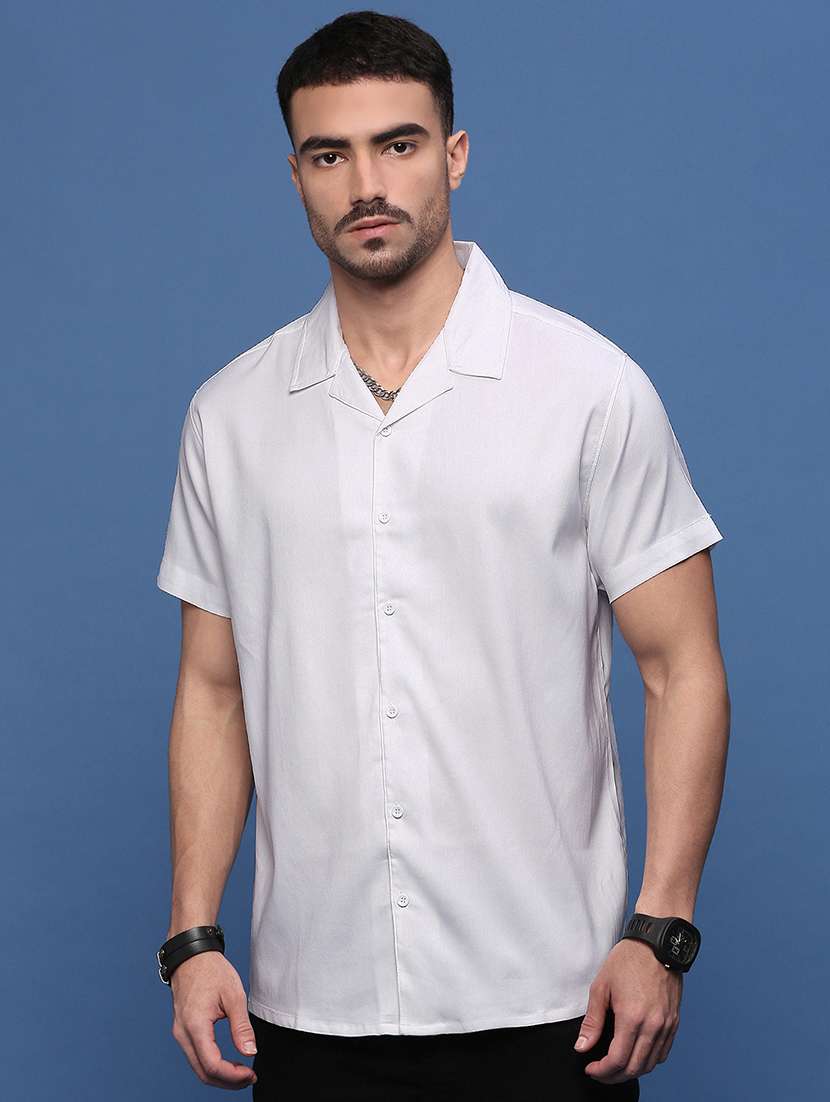 men white solid casual shirt