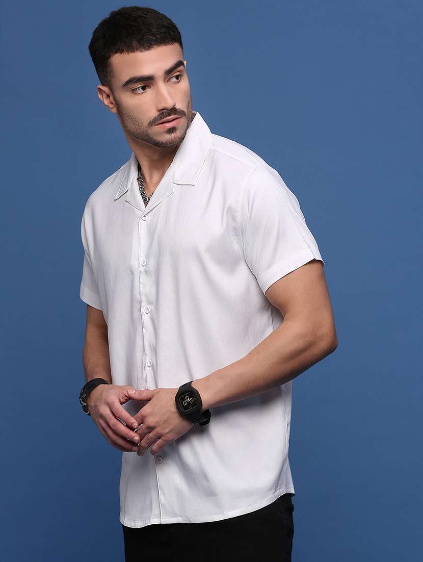 men white solid casual shirt - 21514708 -  Standard Image - 2