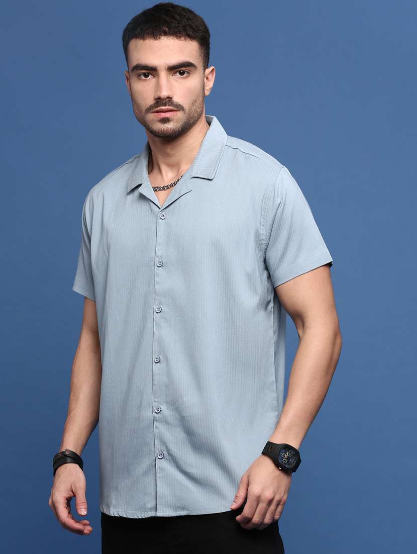 men collared solid casual shirt - 21514727 -  Standard Image - 2