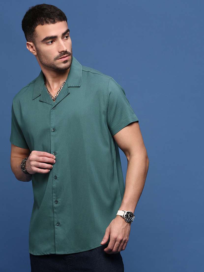 men self design short sleeves casual shirts - 21514731 -  Standard Image - 2